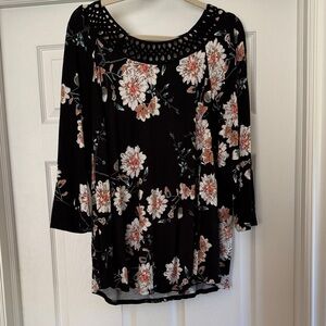 Daniel Rainn Black Floral Blouse